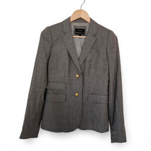 J. Crew Women's Gray Wool Blend Gold Button Preppy Schoolboy Blazer Size 2T
